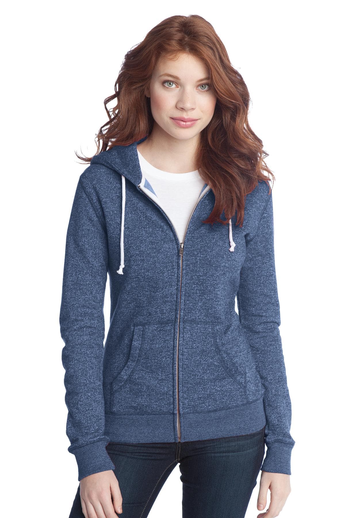 DISCONTINUED District® - Juniors Marled Fleece Full-Zip Hoodie DT292